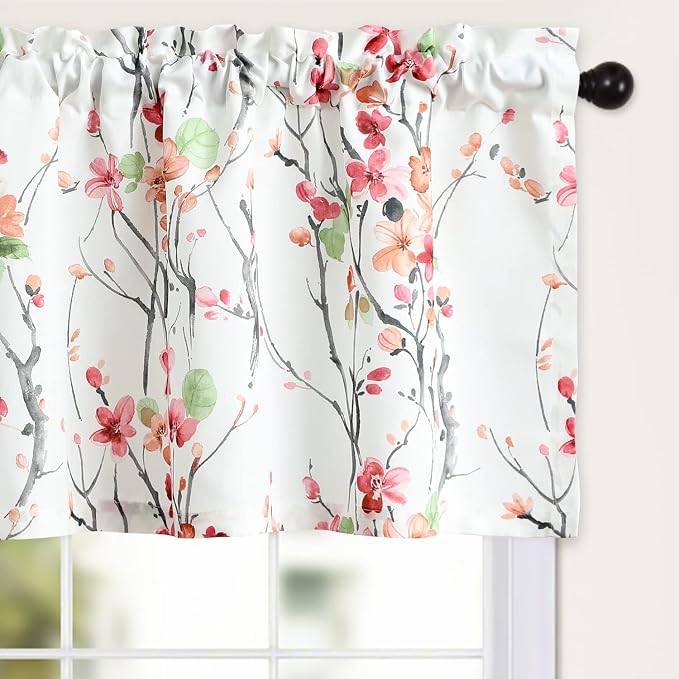 Leeva Colorful Flower Farmhouse Valance, 1 Pack Rod Pocket Privacy Small Drape by Leeva