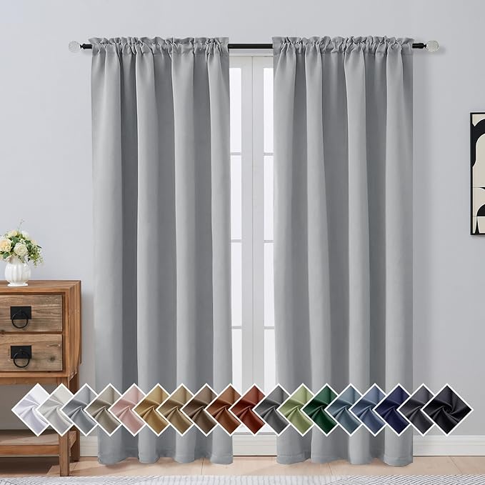 OVZME Silver Grey Blackout Curtains by OVZME
