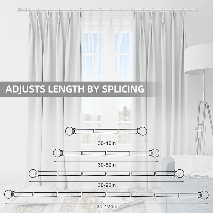 Thestoa Curtain Rods for Windows 30-46 Inch, 5/8" White Curtain Rods, Stainless - Image 5