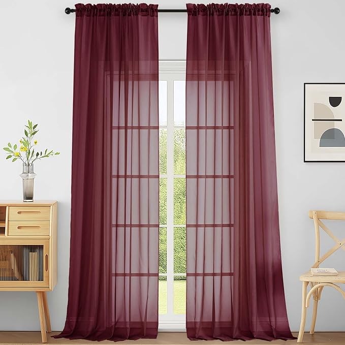 Extra Wide Sheer Curtains for Windows 108 inches Long, Lightweight Light by Home