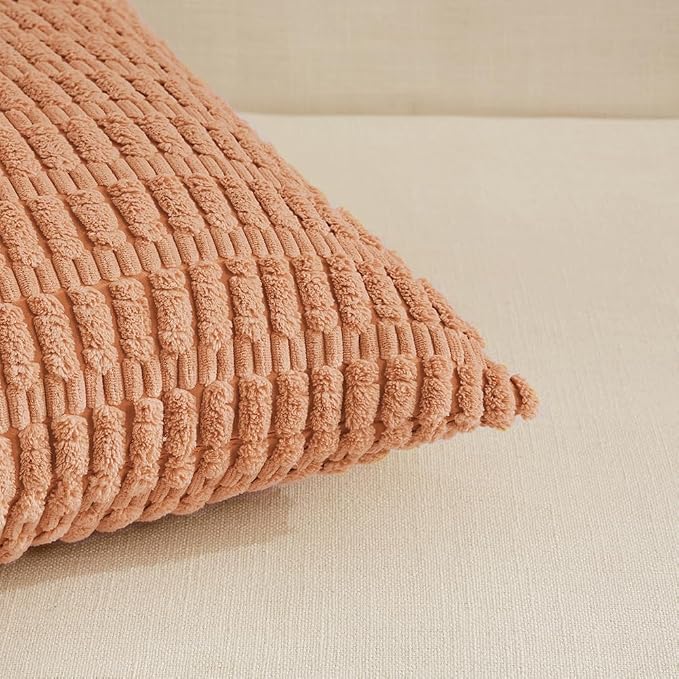 Fancy Homi 4 Packs Peach Decorative Throw Pillow Covers 26x26 Inch - Image 4