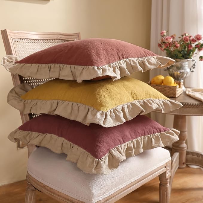patdrea Rhodo Shabby Chic Decorative Throw Pillow Covers 22x22 Set of 2 - Image 6