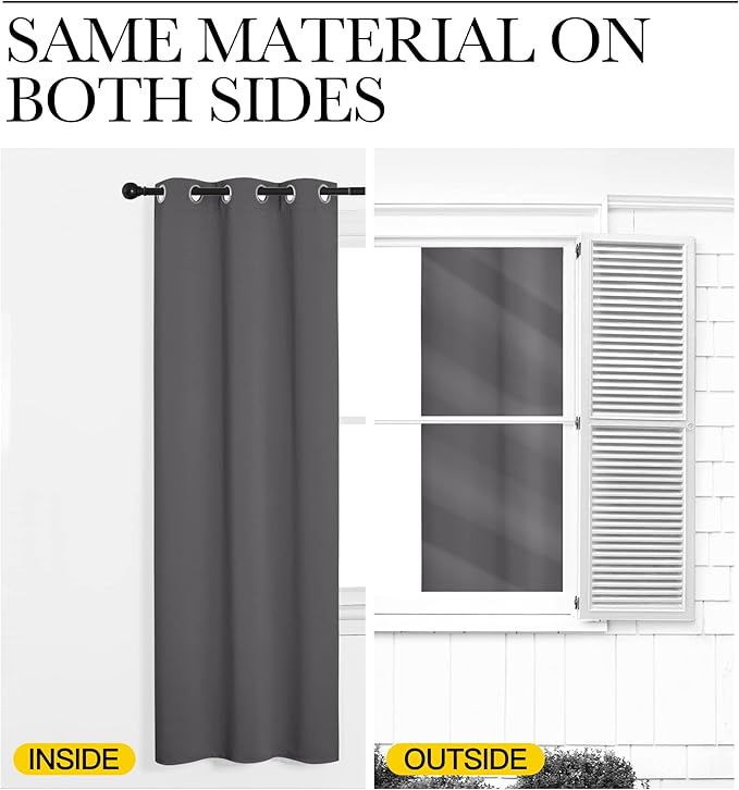 NICETOWN Grey Blackout Cafe Curtain Panels - Image 6