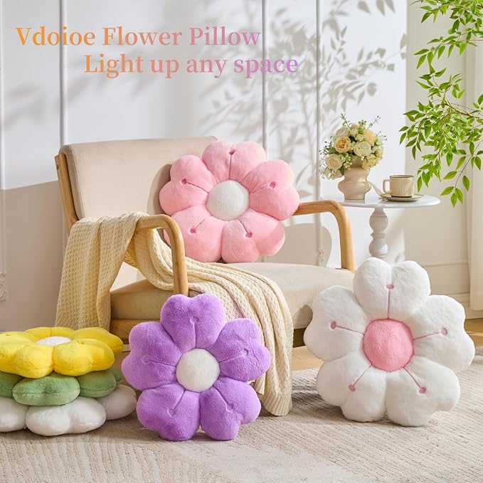Flower Throw Pillow, Cute Daisy Cherry Blossom Flower Shaped Purple Throw - Image 3