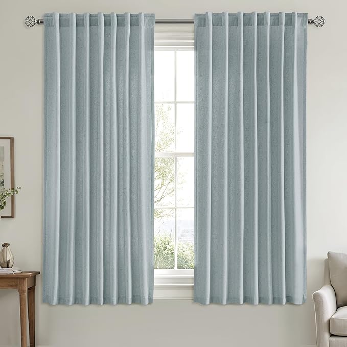 MIULEE Non-See-Through Privacy Linen Curtains 2 Panels, Light Filtering Window - Image 3
