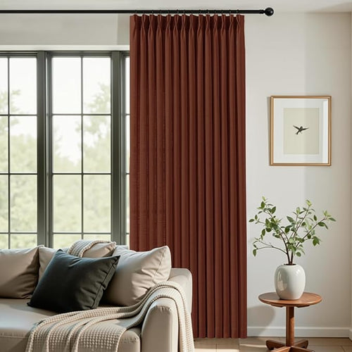 102 Inch Linen Curtains for Living Room, Pinch Pleated Curtain - Image 2
