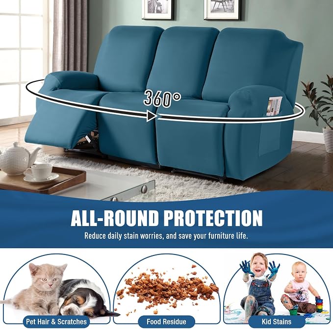 TAOCOCO Recliner Sofa Slipcover, 3 Pieces Polyester Fabric Stretch Sofa Covers - Image 3