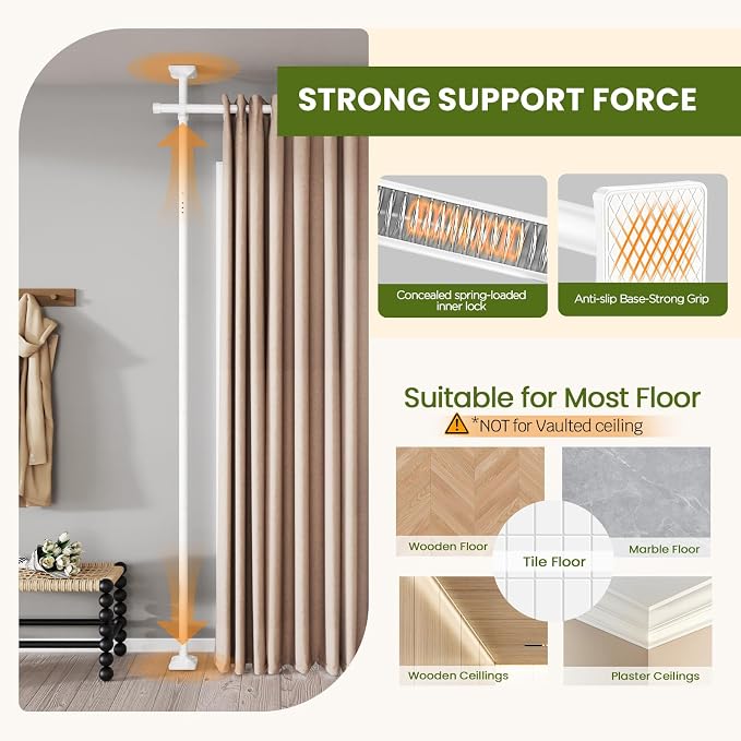 SUNALLY Room Divider Curtain Rod, No Drilling 4-10ft 28-140inch Adjustable - Image 4