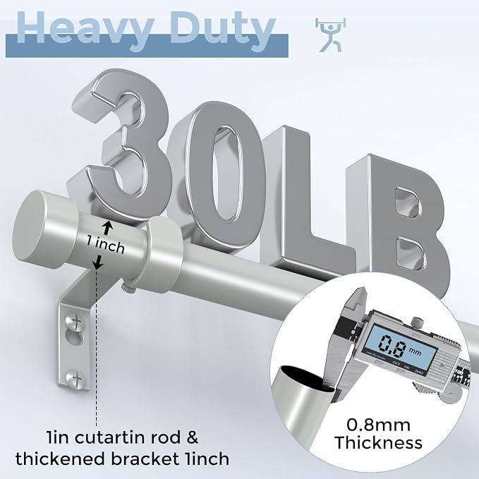 VOIIY 2 Pack Curtain Rods for Windows 18 to 42 Inch, Modern Adjustable Heavy - Image 3