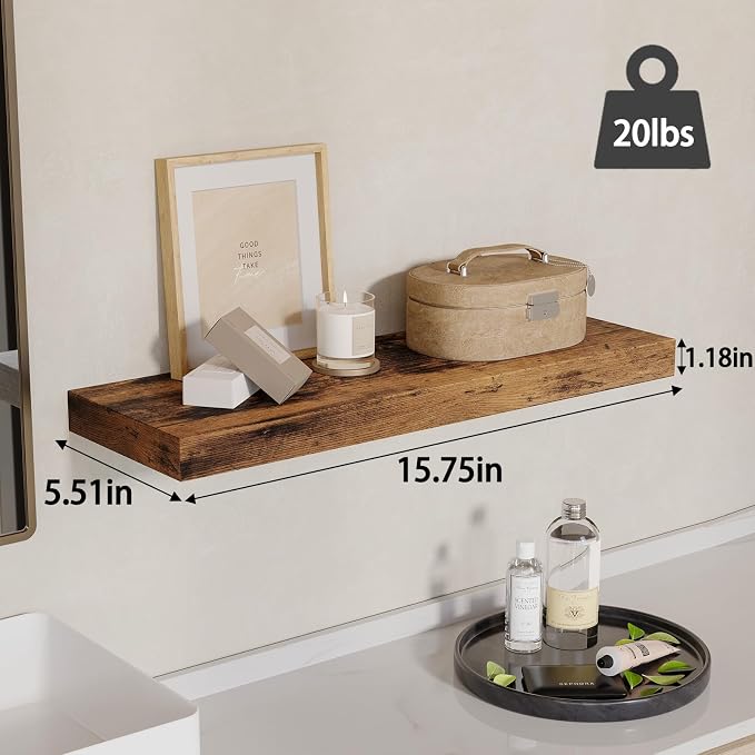 Fixwal Wood Floating Shelves, Wall Shelves Set of 4, Shelves - Image 3