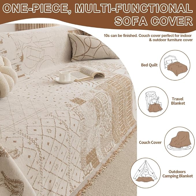 ROOMLIFE Boho Khaki Couch Covers - Image 7