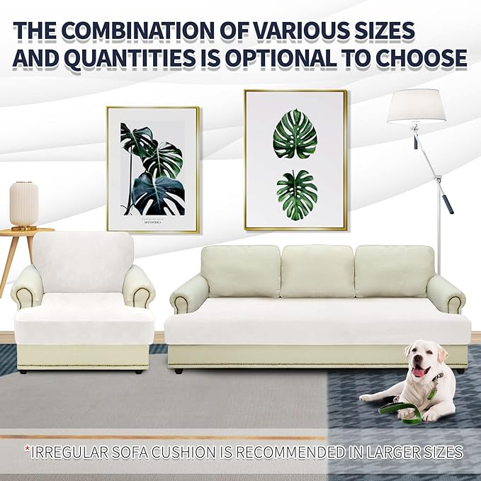 MAXIJIN Velvet Stretch Couch Cushion Covers Soft Sofa Cushion Cover Replacement - Image 2