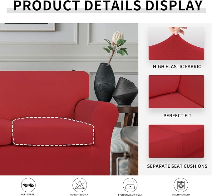 Easy-Going 4 Pieces Stretch Soft Couch Cover - Image 4