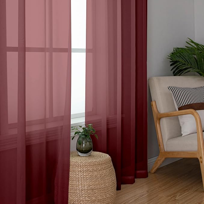 Aiyufeng Sheer Voile Window Treatment Rod Pocket Curtain Panels - Image 3