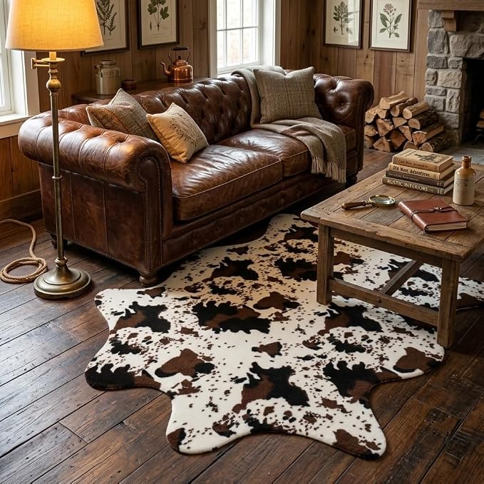 MustMat Cowhide Rug Faux Cow Shaped Rug Western Decor - Image 6