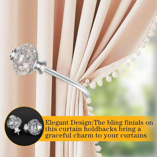 2 Pack Silver Curtain Holdbacks, USFOOK Decorative Drapery Tiebacks, Curtain - Image 2