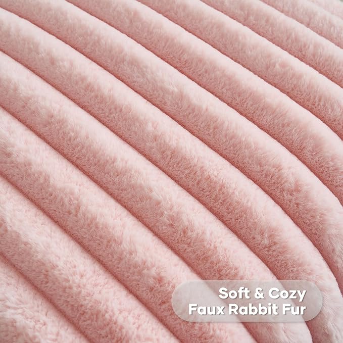 FUTEI Pink Decorative Throw Pillow Covers Set of 2, 26x26 Inch Soft Fluffy Faux - Image 2