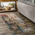 Lahome Modern Abstract Bathroom Runner Rug, 2x4.3 Red Entryway Carpet Runner by Lahome