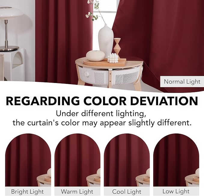 Deconovo Blackout Curtains, Thermal Insulated, W42 x L72 2 Panels, Back Tab - Image 6