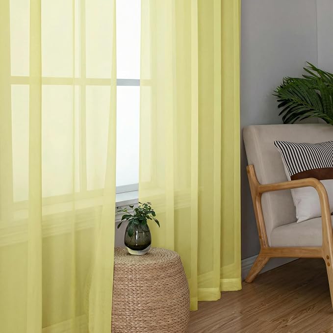 OWENIE Sheer Curtains 72 Inches Long 2 Panels Set, Modern Light Filtering Sheer - Image 8