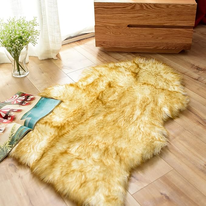 Carvapet Luxury Soft Faux Sheepskin Chair Cover Seat Pad 2ft x 3ft Plush Fur - Image 4