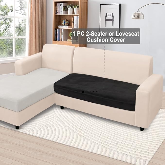 NAISI Couch Cushion Covers 1 Piece Velvet Stretch Loveseat Cover or 2 Seat Sofa - Image 2