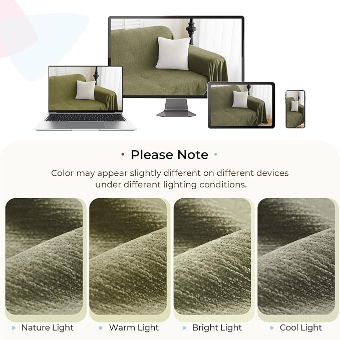 CAPALOCA Sectional Couch Covers, 2 Pieces Chenille Sofa Cover L Shaped Couch - Image 6