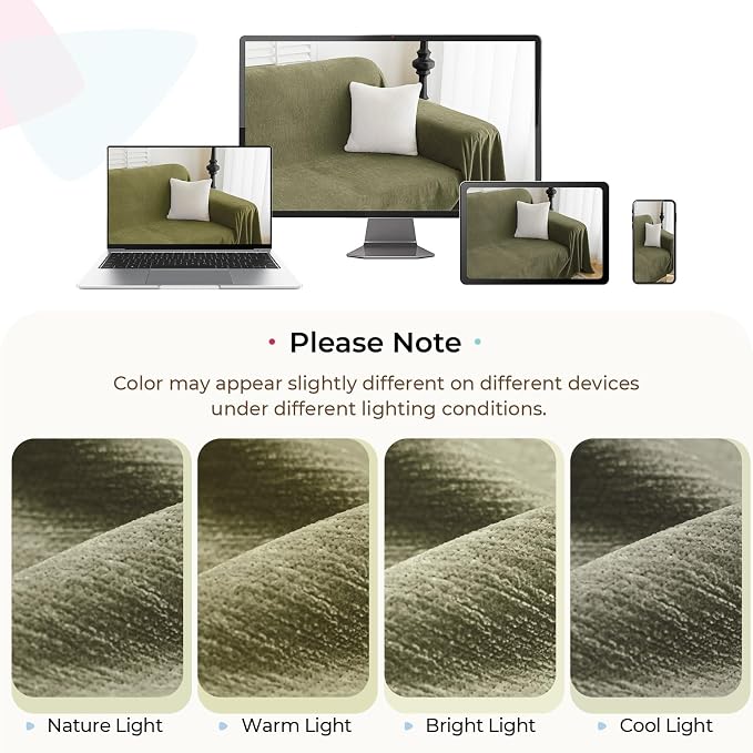 CAPALOCA Sectional Couch Covers, 2 Pieces Chenille Sofa Cover L Shaped Couch - Image 6