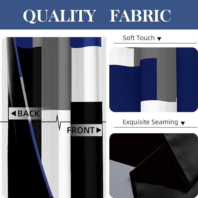 Tyrot Navy Blue Grey 100% Blackout Curtains - Image 6