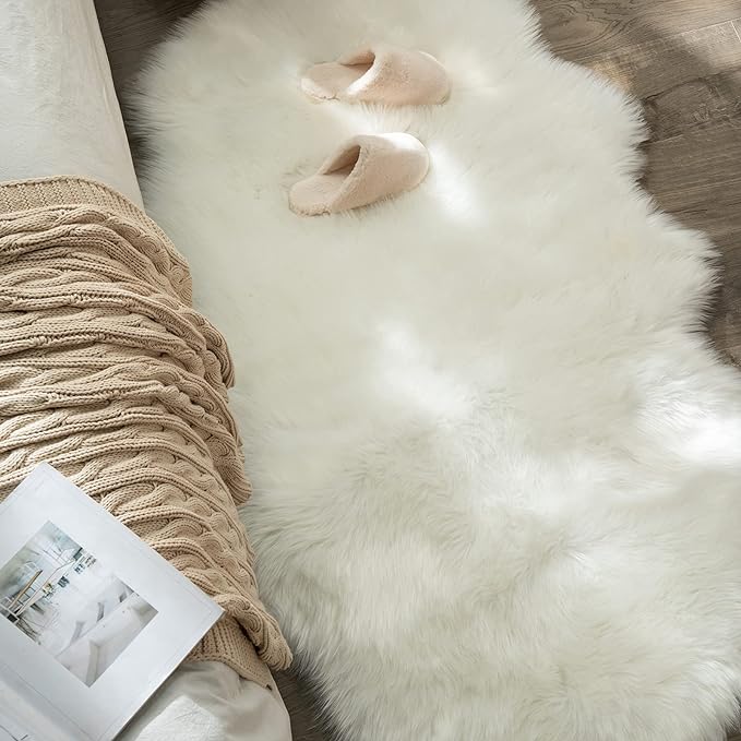 MIULEE Luxury Soft Fluffy Area Rug 3x5 Feet, Faux Fur Sheepskin Rug Decorative - Image 3