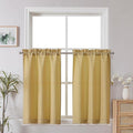 Chyhomenyc 24 Inch Length Gold Faux Linen Textured Small Cafe Curtains by Chyhomenyc