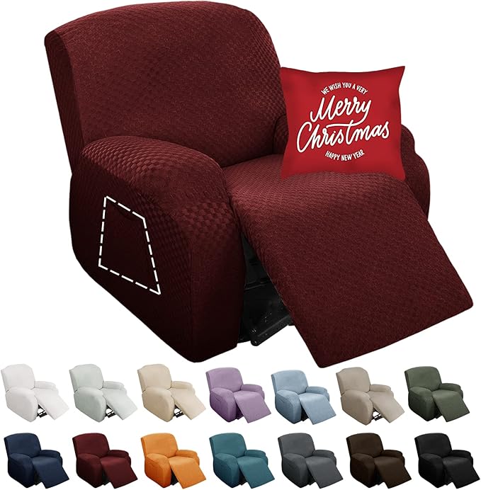 YEMYHOM 4 Pieces Stretch Recliner Slipcover Latest Jacquard Recliner Chair Cover by YEMYHOM