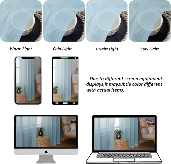 Chyhomenyc Sky Blue Sheer Curtains 78 Inches Long 2 Panels Set - Image 8