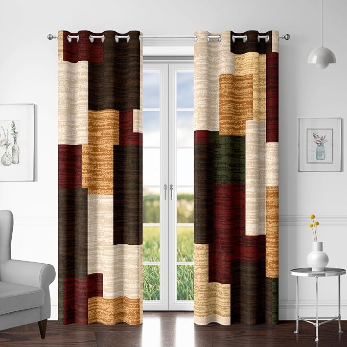 Tyrot Brown Red Vintage 100% Blackout Curtains by TyrotHomeDecor
