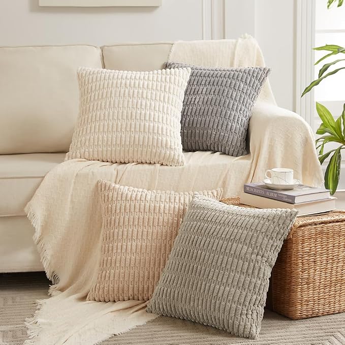 Fancy Homi 4 Packs Grey Decorative Throw Pillow Covers 20x20 Inch - Image 7