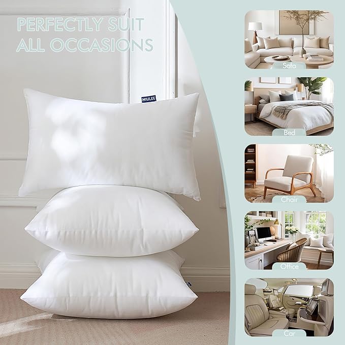 MIULEE Set of 2 Throw Pillow Inserts 12x20 Inches, Nowoven Decorative Pillow - Image 6