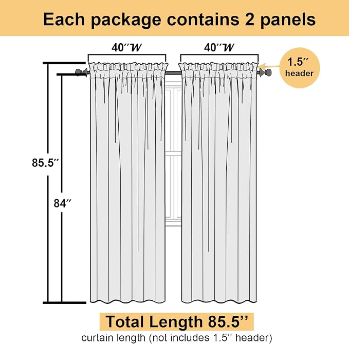 Lecloud Taupe Sheer Curtains 84 Inches Long 2 Panels, Light Filtering Solid - Image 4