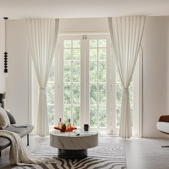 VisionaryHomeDesign White Colour Linen Curtain Panels - Image 2