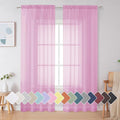 Simplebrand Pink Sheer Curtains 84 Inches Long, Light Filtering Rod Pocket by Simplebrand