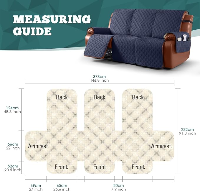 Ruaozz Waterproof Recliner Couch Covers, Sofa Slipcovers Washable 1-Piece - Image 2