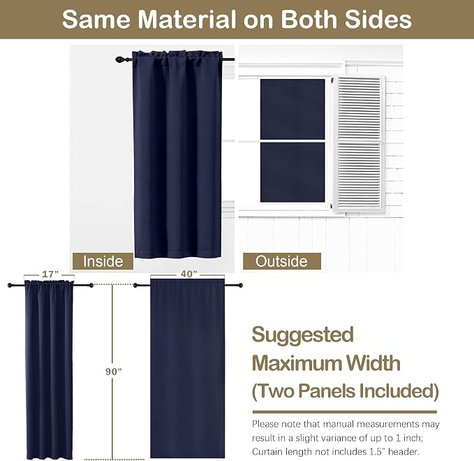 OVZME Navy Blue Blackout Curtains - Image 2