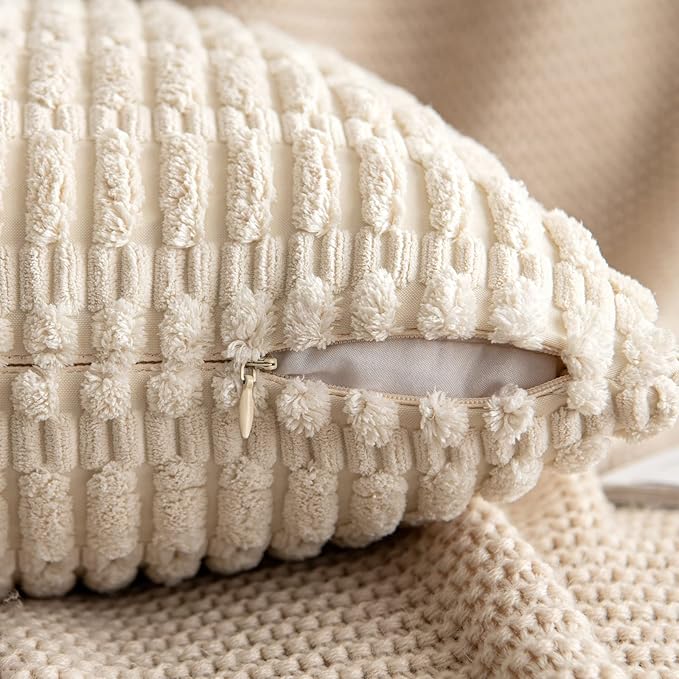 MIULEE Pack of 1 Cream White Long Body Lumbar Decorative Throw Pillow Cover - Image 5