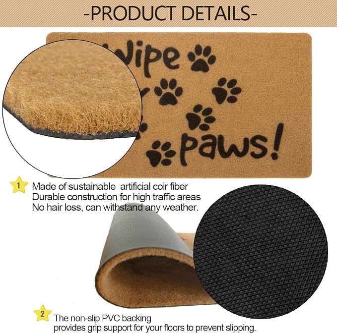 FGSS Wipe-Your-Paws Natural-Coir-Doormat Non-Slip Front-Door-Welcome-Mat - Image 4