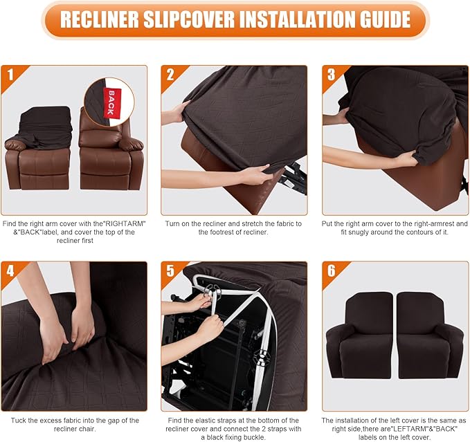 VANSOFY Loveseat Recliner Covers, 2-Pieces Stretch Reclining Couch Cover - Image 4