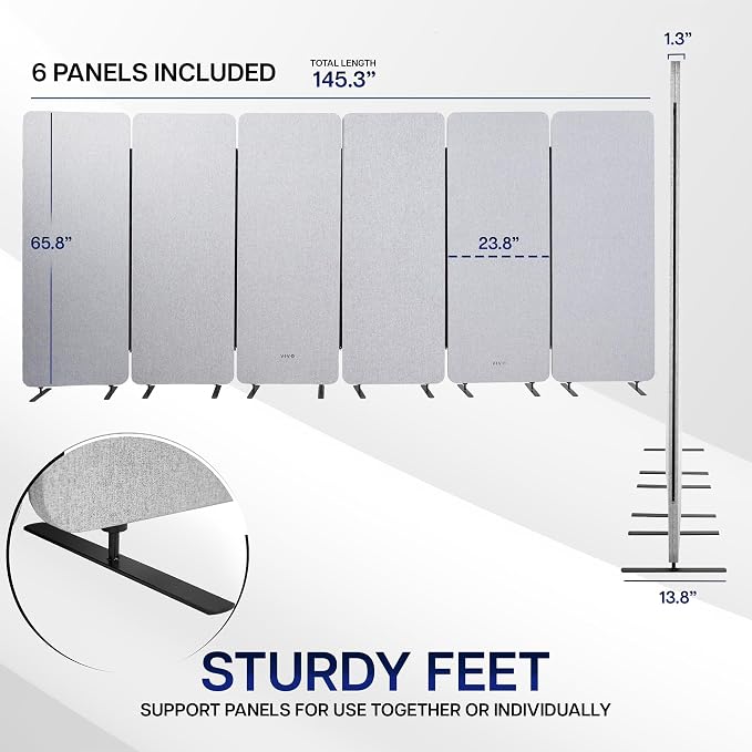 VIVO Freestanding 145 x 66 inch Privacy Panel System, Cubicle Divider, Acoustic - Image 3