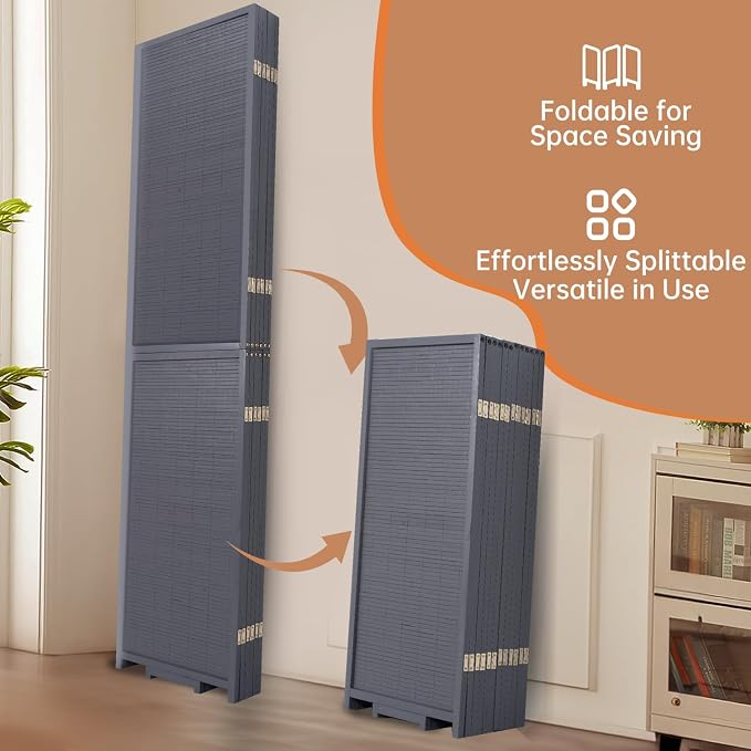 Room Divider Folding Privacy Screens, Hand-Made 67'' High Bamboo Room Dividers - Image 4