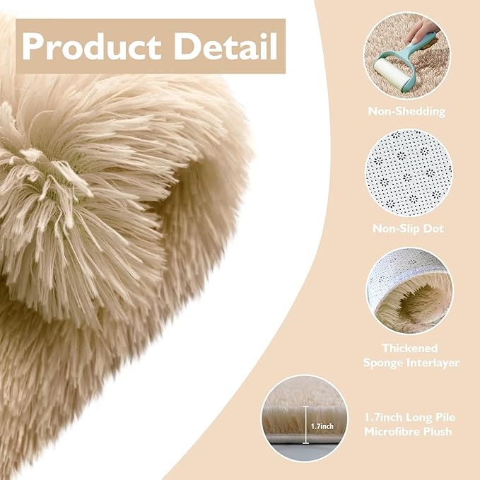 6x9 Fluffy Area Rug for Living Room, Shag Area Rugs for Bedroom, Soft Fuzzy Rug - Image 3