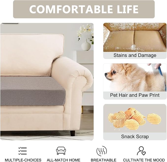 SearchI Stretch Jacquard Sofa Couch Cushion Covers Replacement Reversible - Image 4