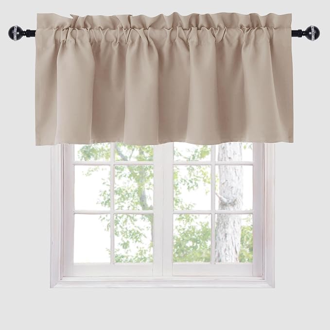 Hiasan Valance Curtains for Kitchen Blackout Thermal Insulated Solid Window - Image 8