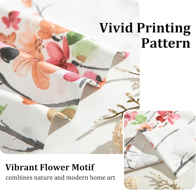 Leeva Blossoming Flower Farmhouse Valance, Rod Pocket Light Filtering Privacy - Image 3